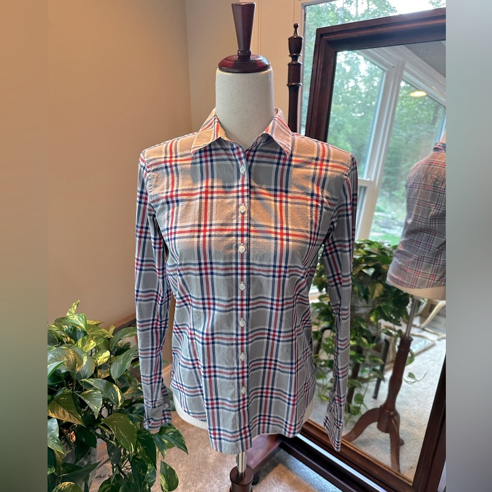 Brooks Brothers grey plaid button down - like new